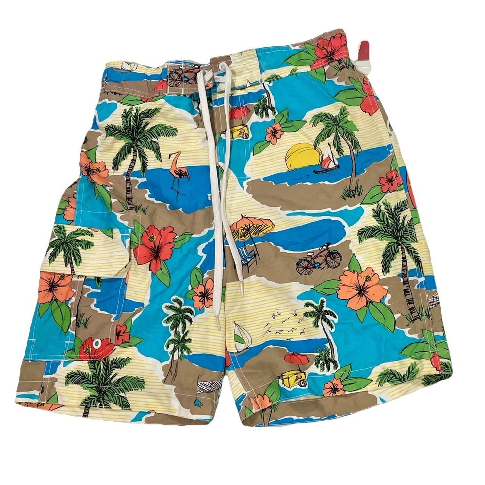 NEW Mens Tropical Swim Trunks Shorts Floral Suit Size Small 28/30 NWT‎ Merona